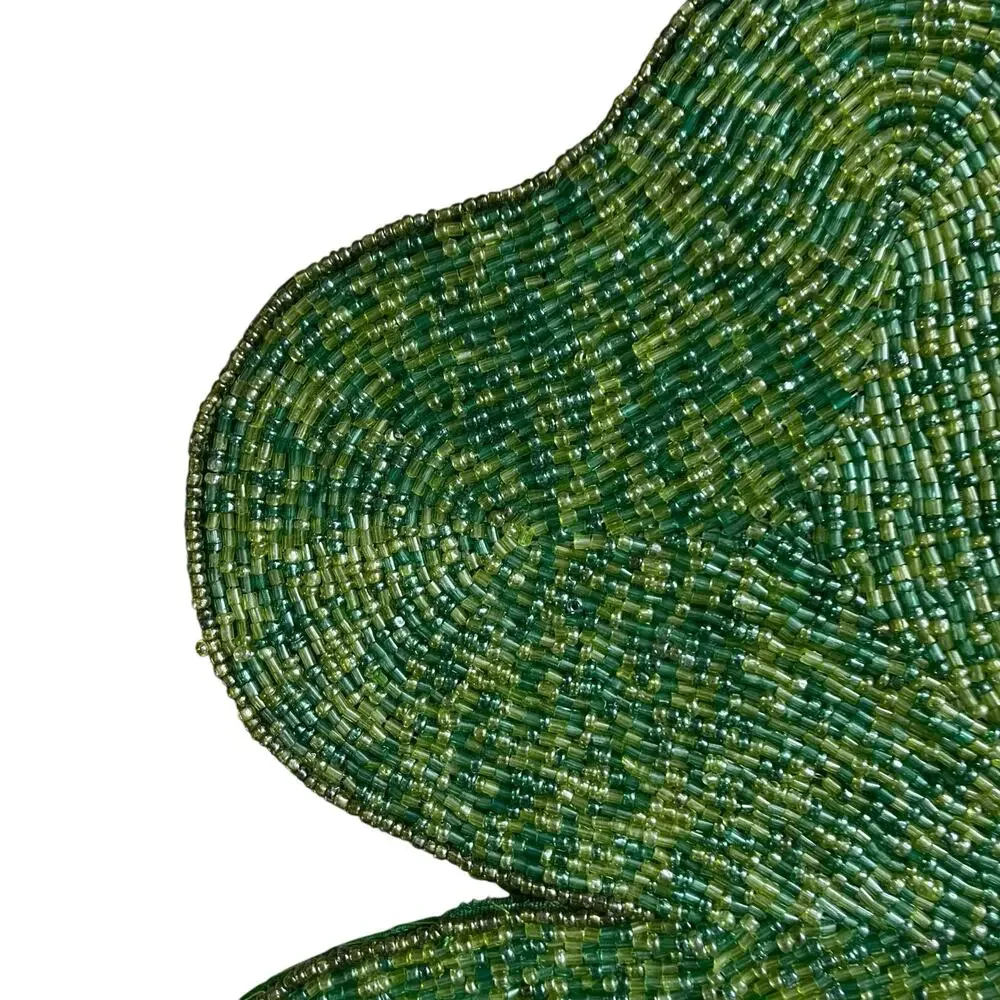 Storehouse Green Beaded St. Patrick’s Shamrock Placemat Charger 15in New